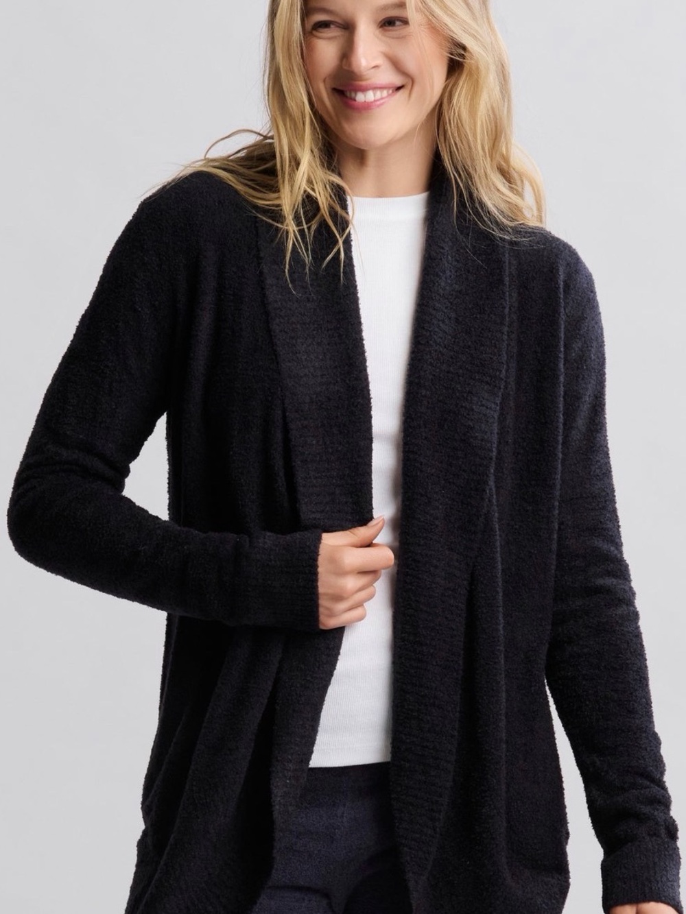 Barefoot Dreams Black Open-Front Cozy Cardigan  Bamboo Chic Lite XS/S
